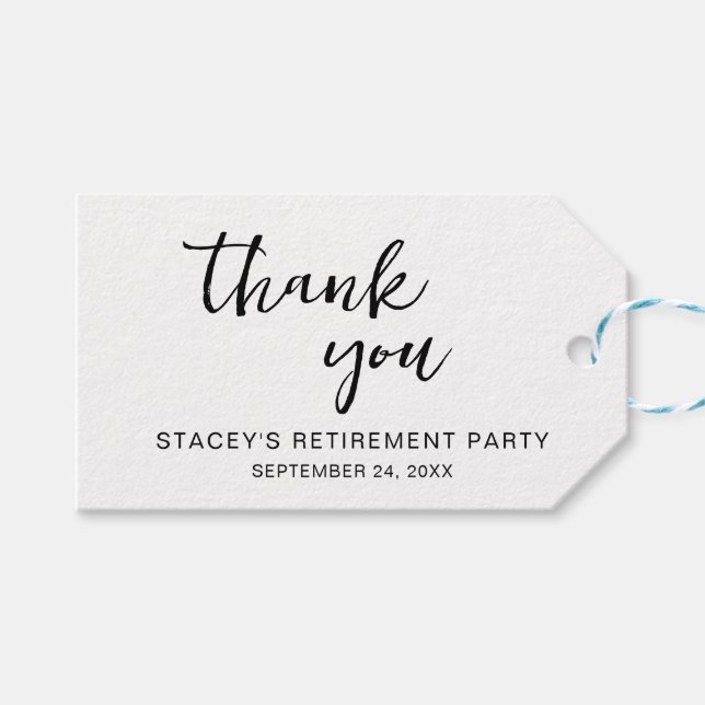 Elegant Calligraphy Retirement Party Gift Tags (Front (Horizontal))