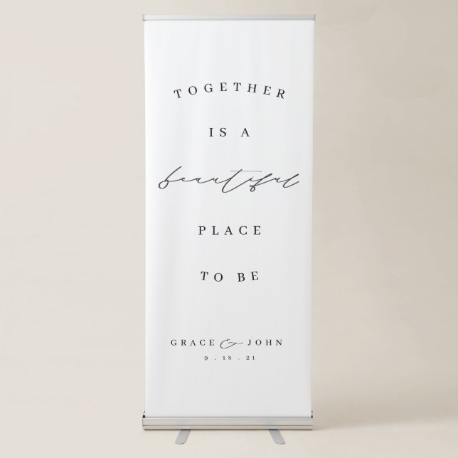 Elegant Calligraphy Retractable Wedding Banner (Front)