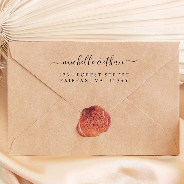 Elegant Calligraphy Return Address Rubber Stamp (Creator Uploaded)