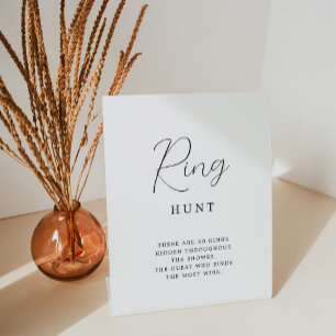 Elegant Calligraphy Ring Hunt Bridal Shower Game Pedestal Sign