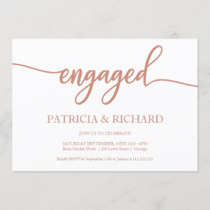 Elegant Calligraphy Rose Gold Engagement Party Invitation