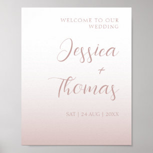 Elegant Calligraphy Rose Gold Gradient Wedding Poster