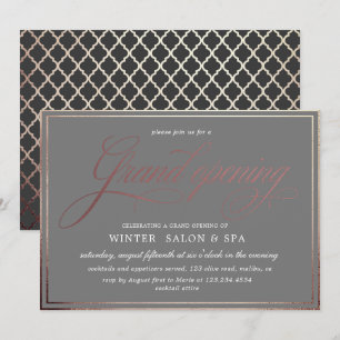 elegant calligraphy rose gold Grand Opening Invitation