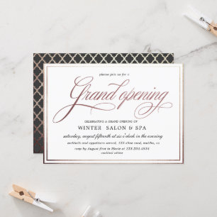 elegant calligraphy rose gold Grand Opening Invitation
