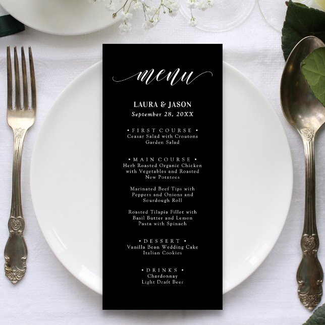 Elegant Calligraphy Rustic Wedding Menu Cards (Creator Uploaded)