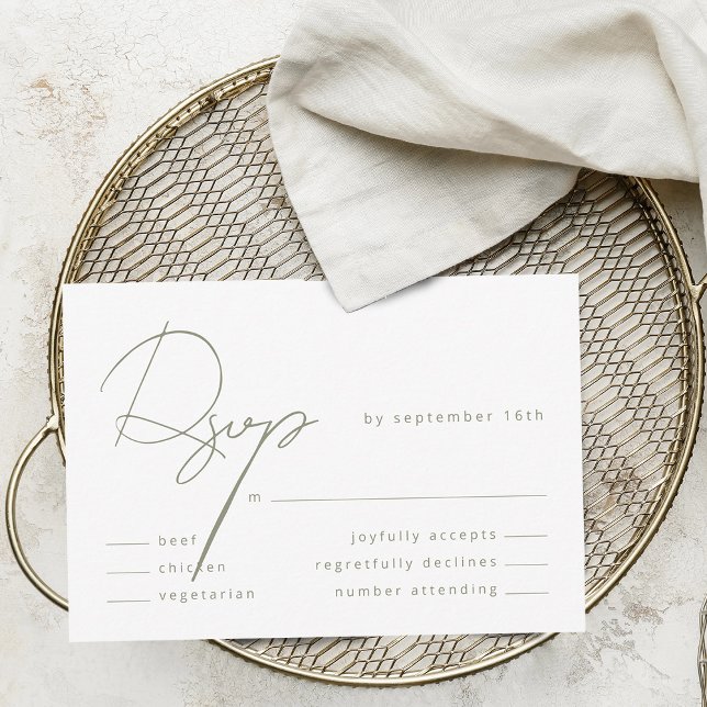Elegant Calligraphy Sage Green Meal Wedding RSVP Card (Elegant Calligraphy Sage Green Meal Wedding RSVP Card)
