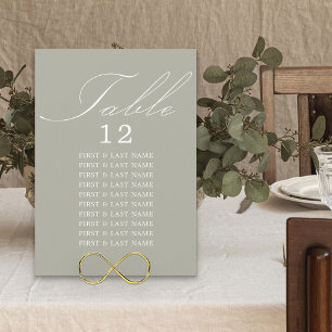 Elegant Calligraphy Sage Green Table Seating Card