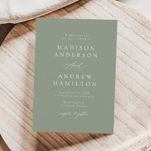 Elegant Calligraphy Sage Green Wedding Invitation