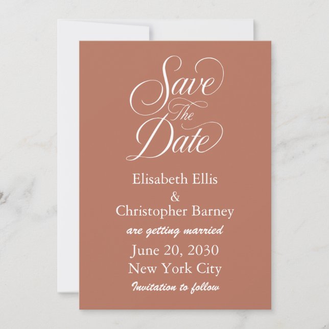 Elegant Calligraphy Save the Date Wedding  Invitation (Front)