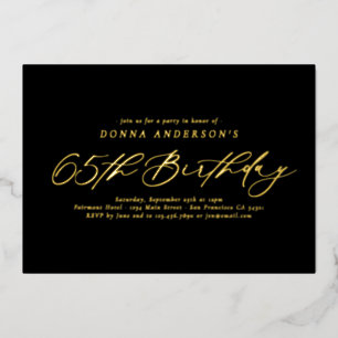 Elegant Calligraphy Script 65th Birthday Party
