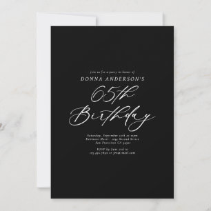 Elegant Calligraphy Script 65th Birthday Party Invitation