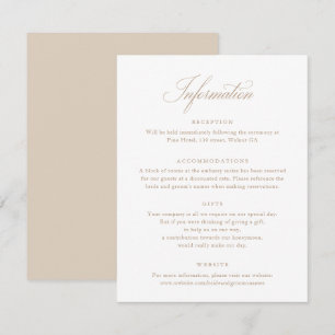 Elegant Calligraphy Script Beige Wedding Info Card