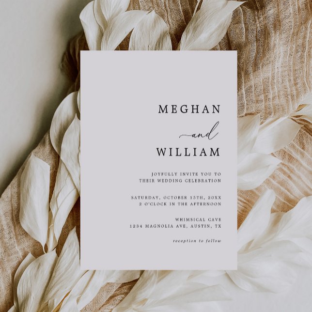 Elegant Calligraphy Script Black White Wedding Invitation (Creator Uploaded)