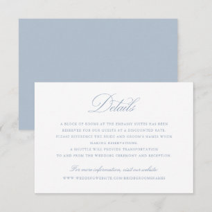Elegant Calligraphy Script Blue Wedding Details Invitation