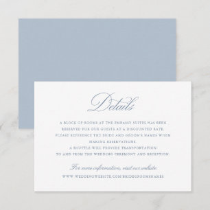Elegant Calligraphy Script Blue Wedding Details Invitation