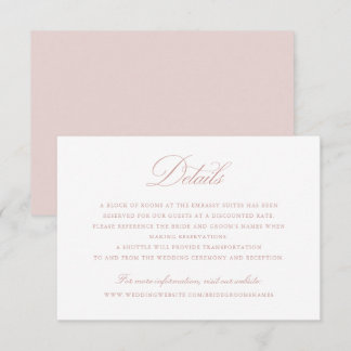 Elegant Calligraphy Script Blush Wedding Details Invitation