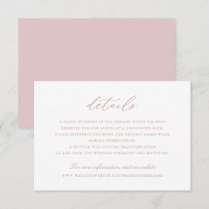 Elegant Calligraphy Script Blush Wedding Details Invitation