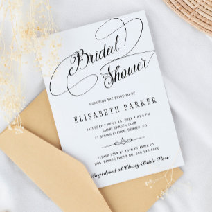 Elegant calligraphy script bridal shower invitation