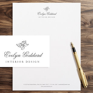 Elegant Calligraphy Script Business Dark Gray Custom Letterhead