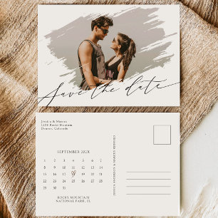 Elegant Calligraphy Script Calendar Photo Wedding  Save The Date