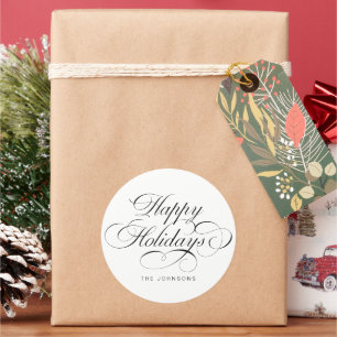 Elegant Calligraphy Script Christmas Holiday Classic Round Sticker