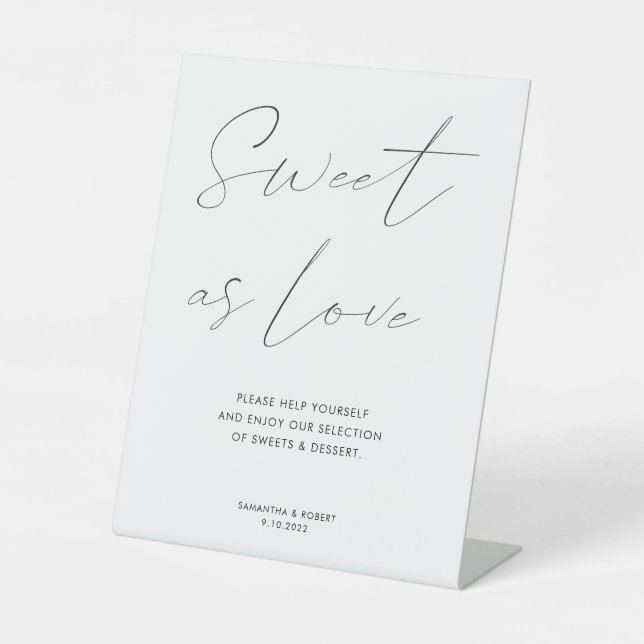 Elegant Calligraphy Script Dessert Station Wedding Pedestal Sign (Front)