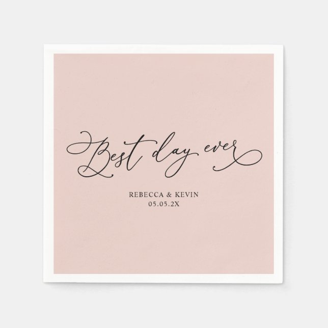 Elegant Calligraphy Script Dusty Rose Wedding Napkin (Front)