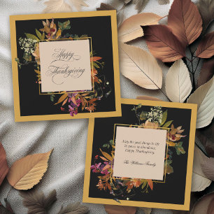 Elegant Calligraphy Script Floral Thanksgiving Holiday Card