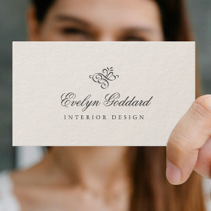 Elegant Calligraphy Script Flourish Ecru Business Card