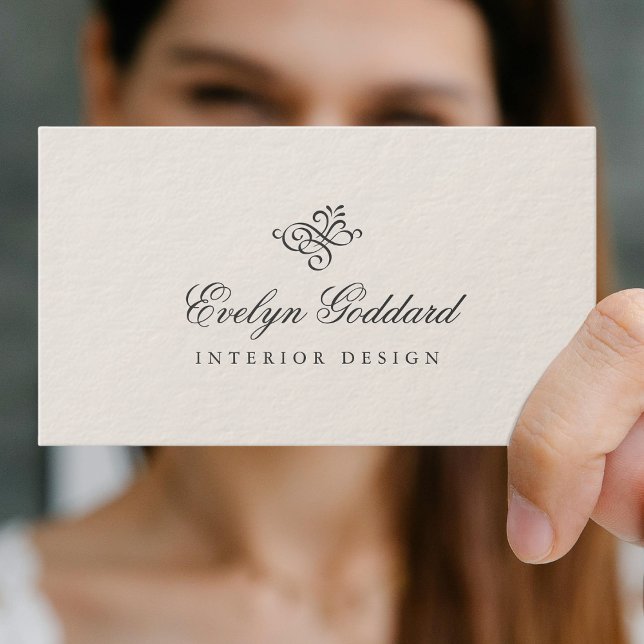 Elegant Calligraphy Script Flourish Ecru Business Card (Creator Uploaded)