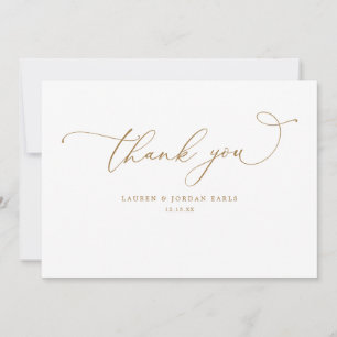 Elegant Calligraphy Script Gold Wedding Thank You Card
