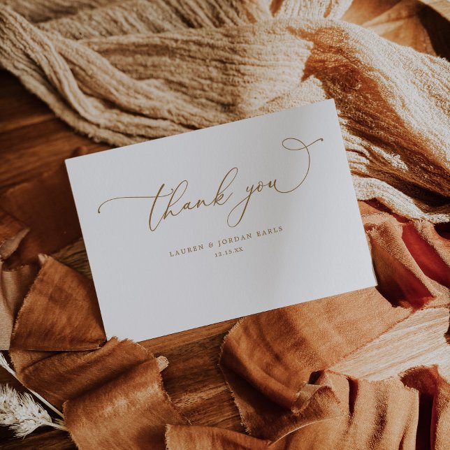 Elegant Calligraphy Script Gold Wedding Thank You Card (Creator Uploaded)
