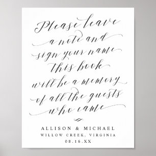 Elegant Calligraphy Script Guest Book Wedding Sign