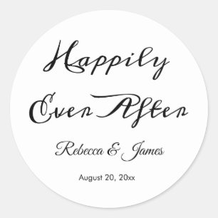 Elegant Calligraphy Script Happily Ever After Classic Round Sticker