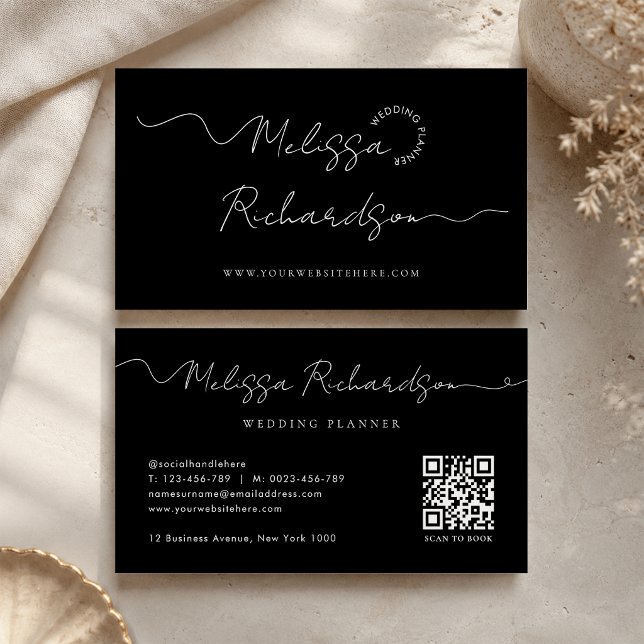 Elegant Calligraphy Script Minimal QR Code Business Card (Creator Uploaded)