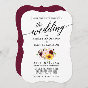 Elegant Calligraphy Script Mixed Floral Wedding Invitation
