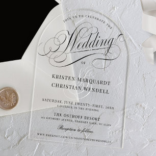 Elegant Calligraphy Script Modern Arch Wedding Acrylic Invitations