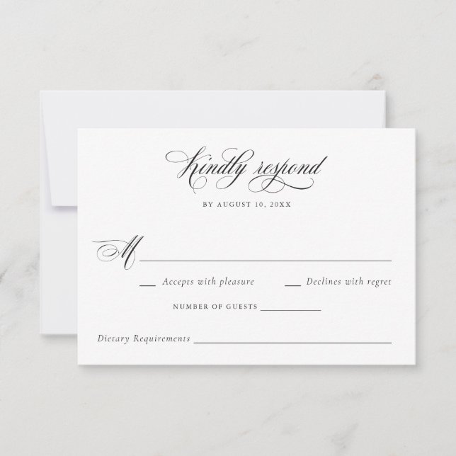 Elegant Calligraphy Script Modern Wedding RSVP Invitation (Front)