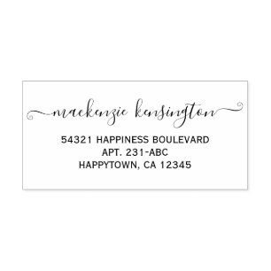 Elegant Calligraphy Script Name Address Rubber Stamp
