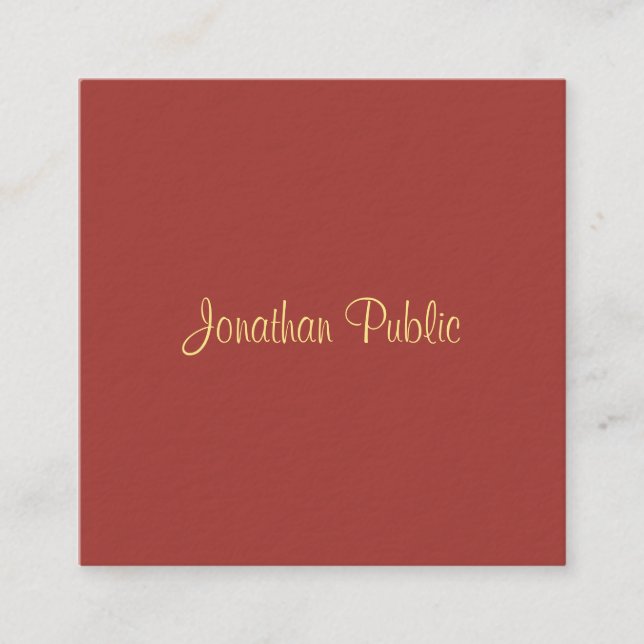 Elegant Calligraphy Script Name Modern Template Square Business Card (Front)