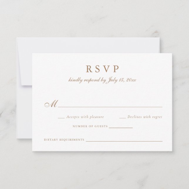 Elegant Calligraphy Script Olive Gold Wedding RSVP Invitation (Front)