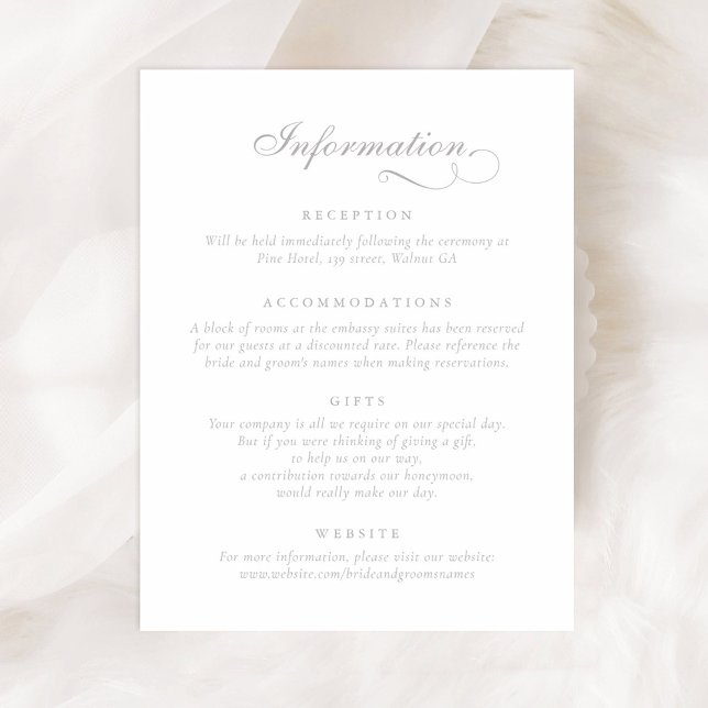 Elegant Calligraphy Script Ornament Wedding Info Invitation (Creator Uploaded)