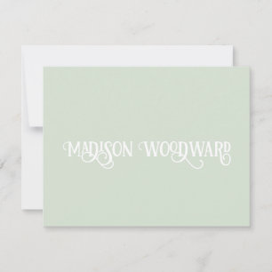 Elegant Calligraphy Script Pastel Green Card