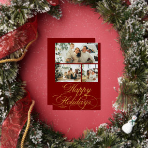 Elegant Calligraphy Script Photo Christmas Card