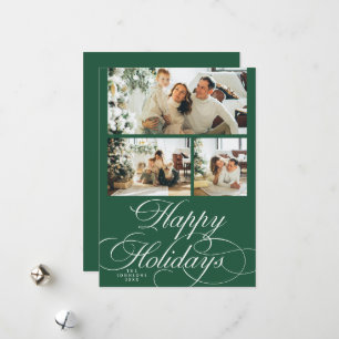 Elegant Calligraphy Script Photo Collage Christmas Holiday Card