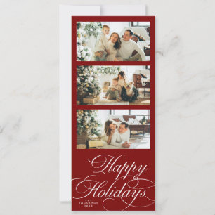 Elegant Calligraphy Script Photo Collage Christmas Holiday Card