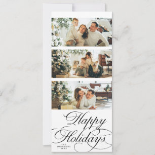Elegant Calligraphy Script Photo Collage Christmas Holiday Card
