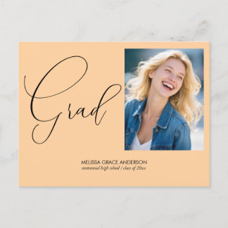 Elegant Calligraphy Script Photo Graduation Invitation Postcard