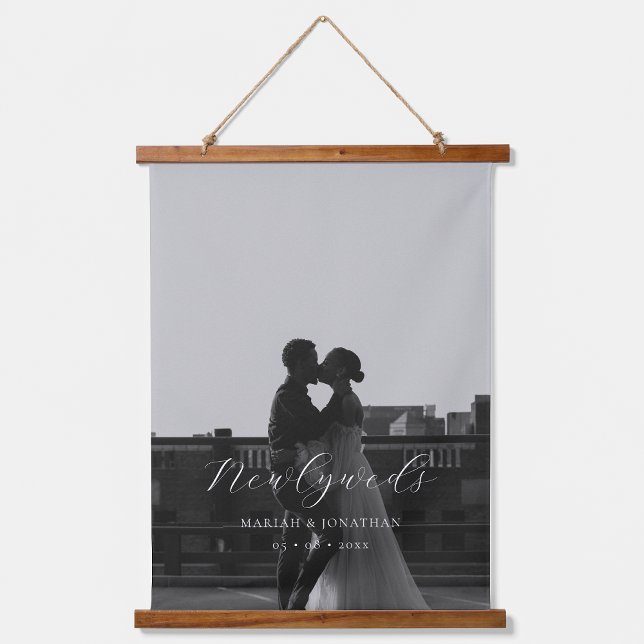 Elegant Calligraphy Script Photo Newlywed Gift Hanging Tapestry (Creator Uploaded)