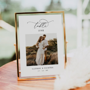 Elegant Calligraphy Script Photo Wedding  Table Number